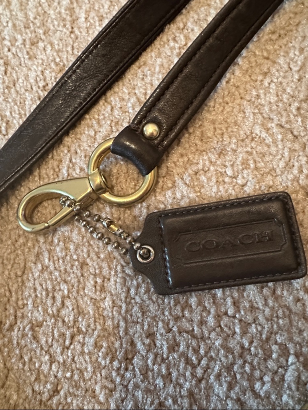 Coach Dark Brown Leather Adjustable Strap with Bronze/Gold Hardware - Picture 2 of 2